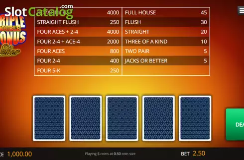 Скрин2. Triple Double Bonus Poker слот