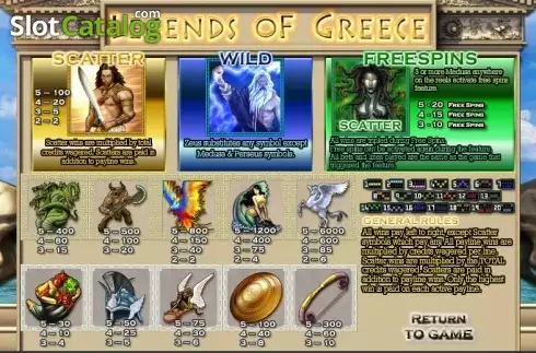 Скрин2. Legends of Greece слот