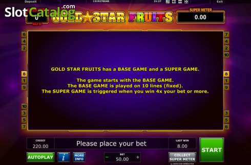 Скрин9. Gold Star Fruits слот