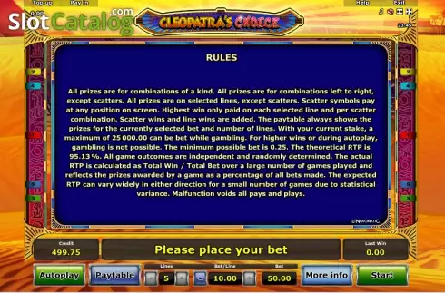Скрин9. Cleopatra's Choice слот