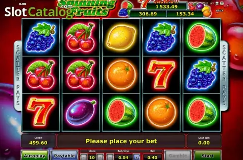 Скрин2. Spinning Fruits (Green Tube) слот