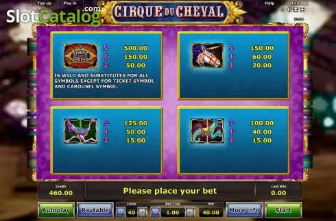 Скрин6. Cirque du Cheval слот