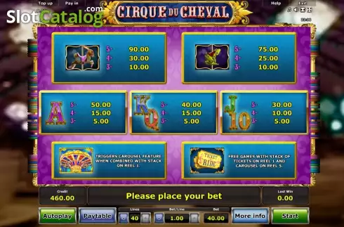 Скрин7. Cirque du Cheval слот
