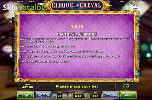 Скрин8. Cirque du Cheval слот