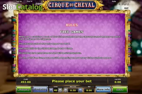 Скрин9. Cirque du Cheval слот