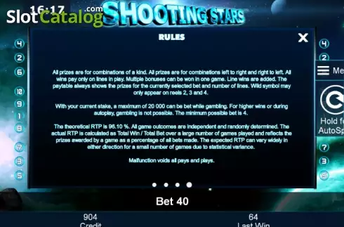 Скрин9. Shooting Stars слот