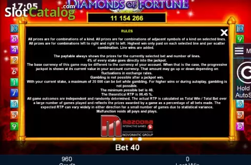 Скрин9. Diamonds of Fortune слот