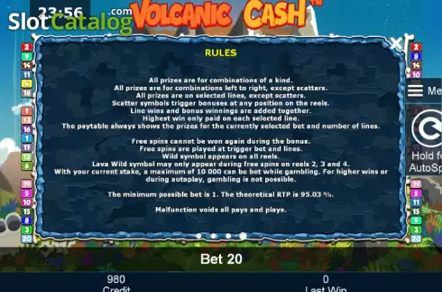 Скрин9. Volcanic Cash слот
