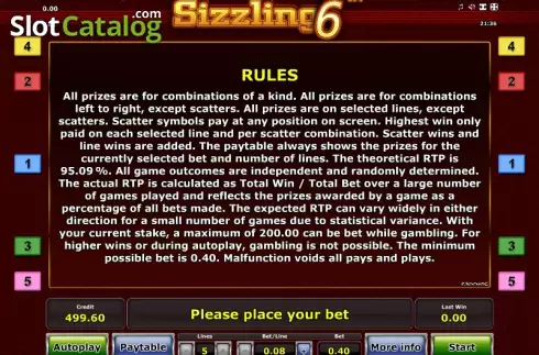Скрин8. Sizzling 6 слот