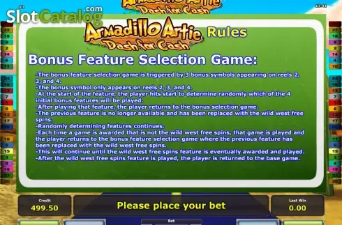 Скрин8. Armadillo Artie Dash for Cash слот