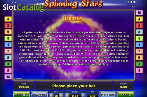 Скрин7. Spinning Stars слот