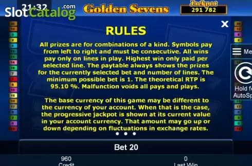 Скрин6. Golden Sevens (Green Tube) слот
