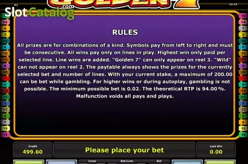 Скрин8. Golden 7 (Green Tube) слот
