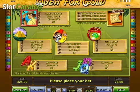 Скрин6. Quest for Gold слот