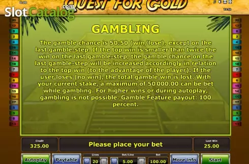 Скрин8. Quest for Gold слот