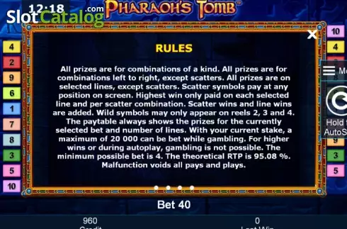 Скрин9. Pharaoh´s Tomb (Green Tube) слот