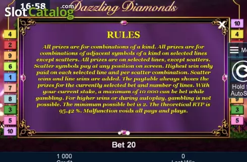 Скрин6. Dazzling Diamonds слот