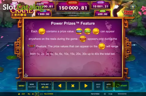 Скрин8. Power Prizes Royal Crane слот
