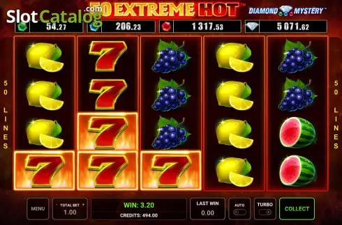Скрин3. Diamond Mystery 50 Extreme Hot слот