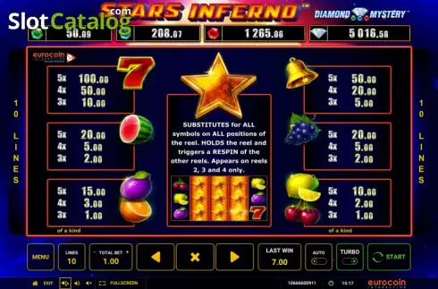 Скрин6. Diamond Mystery Stars Inferno слот