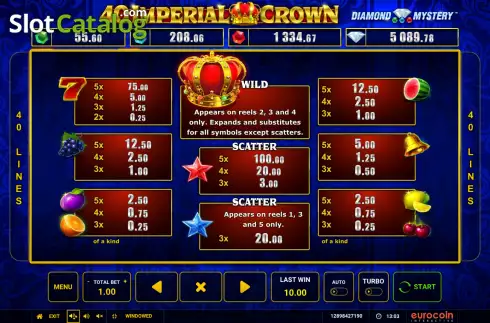 Скрин6. Diamond Mystery 40 Imperial Crown слот