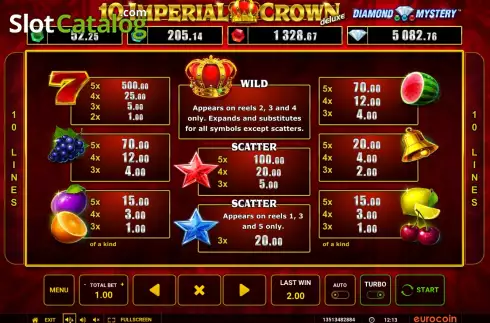 Скрин5. Diamond Mystery 10 Imperial Crown Deluxe слот