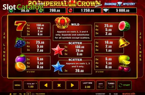 Скрин6. Diamond Mystery 20 Imperial Crown Deluxe слот