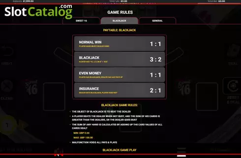 Скрин8. Sweet 16 Blackjack слот