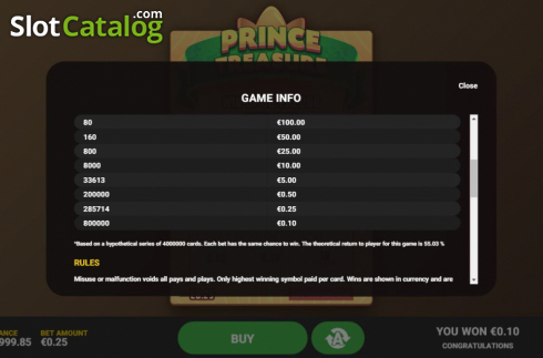 Скрин6. Prince Treasure слот