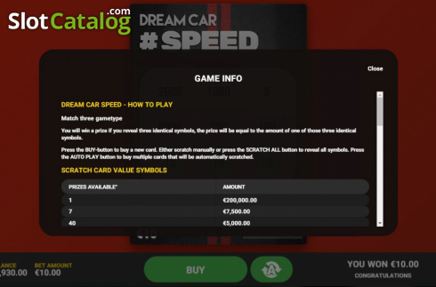 Скрин6. Dream Car Speed слот