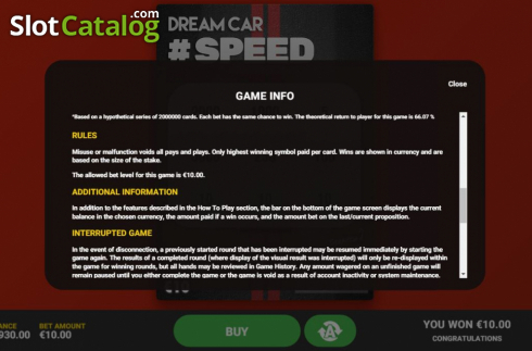 Скрин8. Dream Car Speed слот