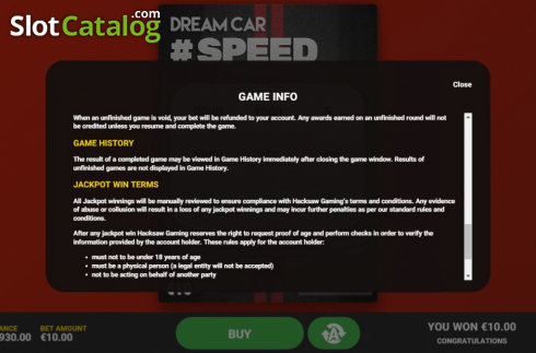 Скрин9. Dream Car Speed слот