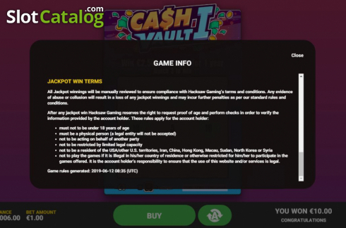 Скрин9. Cash Vault I слот