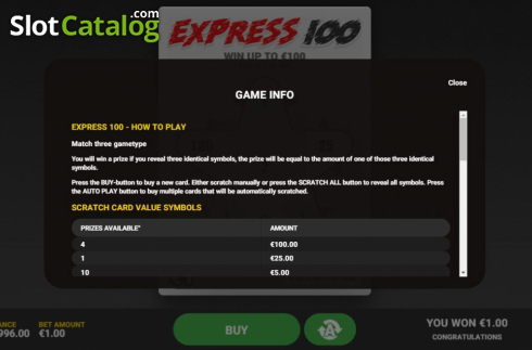 Скрин5. Express 100 слот