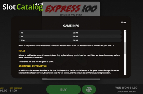 Скрин6. Express 100 слот