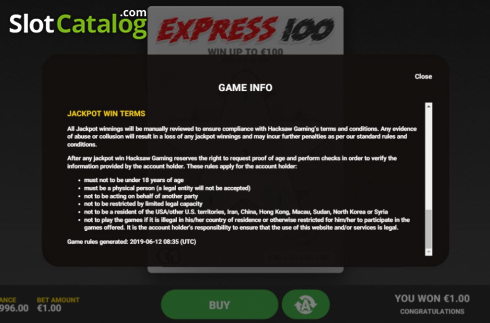 Скрин8. Express 100 слот