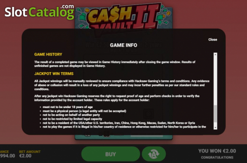 Скрин8. Cash Vault II слот