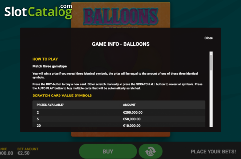 Скрин6. Balloons слот