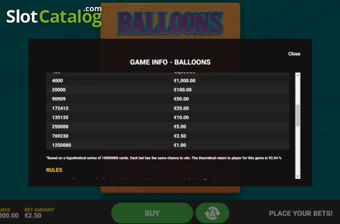 Скрин8. Balloons слот