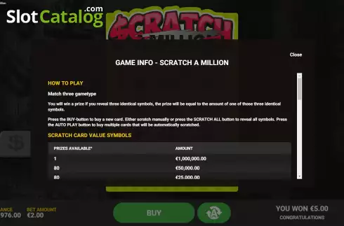 Скрин7. Scratch A Million слот