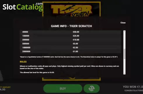 Скрин6. Tiger Scratch слот