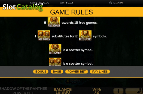 Скрин8. Shadow of the Panther Power Bet слот