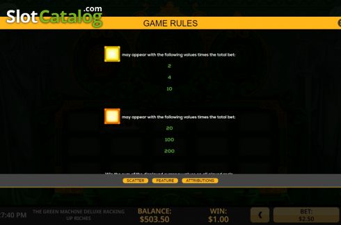 Скрин9. The Green Machine Deluxe Racking Up Riches слот