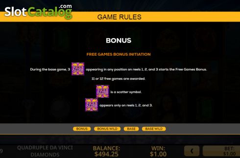 Скрин5. Quadruple Da Vinci Diamonds слот