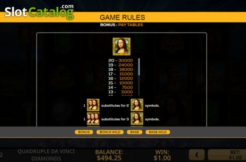 Скрин9. Quadruple Da Vinci Diamonds слот
