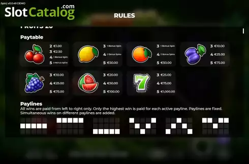 Скрин7. Fruits 20 Bonus Spin слот