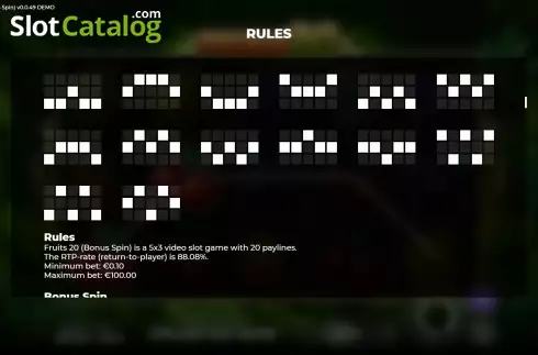 Скрин8. Fruits 20 Bonus Spin слот