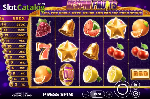 Скрин3. Respin Fruits слот