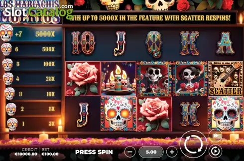 Скрин2. Los Mariachis Muertos слот