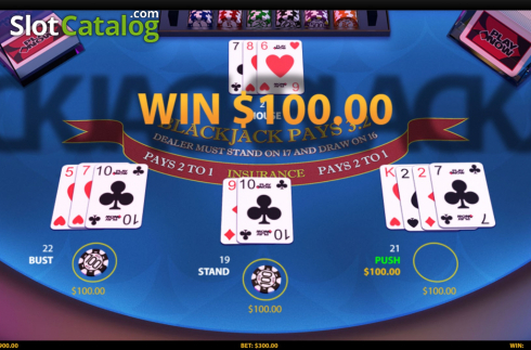 Скрин5. 3 Hand Blackjack (HungryBear) слот